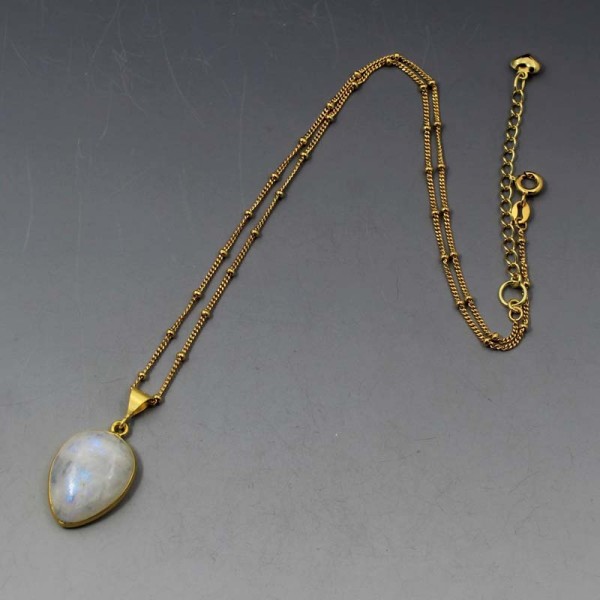 Gold Moonstone Necklace Pendant UK